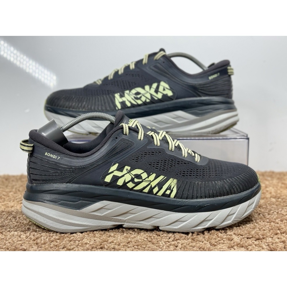 Hoka One One Bondi 7 Men's 10.5 Gray Running Athletic Sneakers 1110518 BGBT